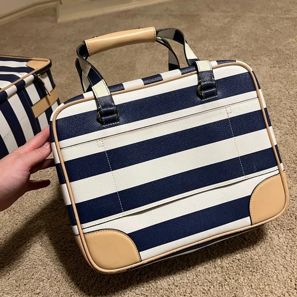 Kate Spade Bon Voyage saffiano leather carry on suitcase and luggage topper set - Picture 9 of 13